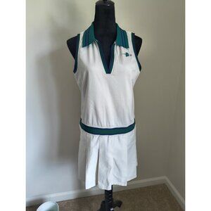 Prince Womens Sleeveless Tennis Dress With Collar & Pleated Skirt M White & Gree